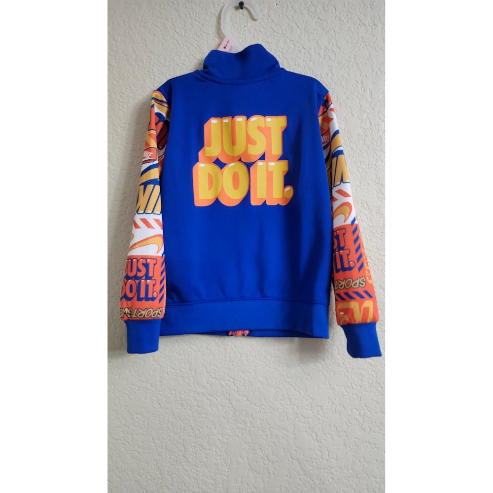 Nike Kids Royal Blue Just Do It Graphic Print Full Zip Track Jacket 3T Boys - Picture 3 of 13